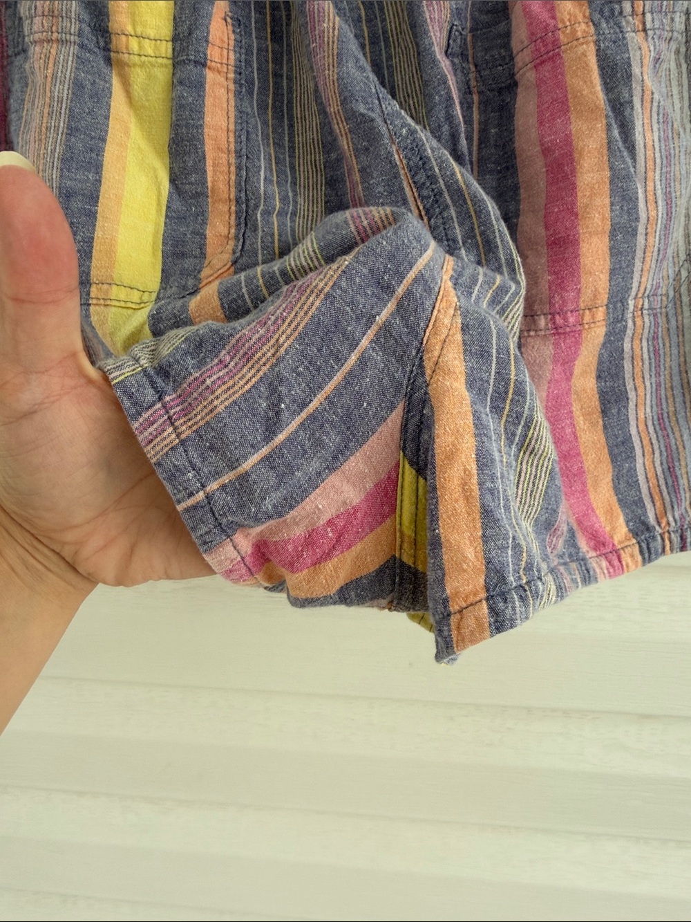 Marine Layer Striped Drawstring Hemp Blend Pull-On Beach Shorts Coastal Summer - Picture 6 of 10
